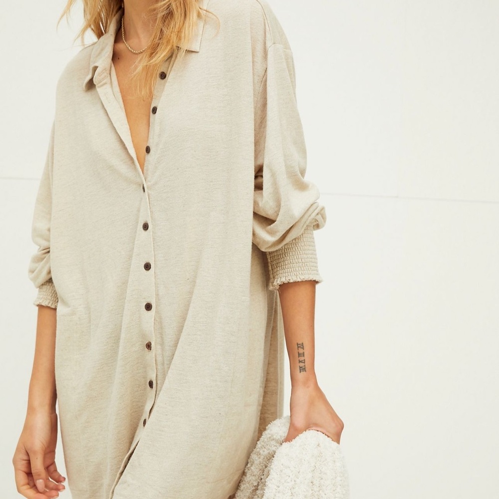 FREE PEOPLE: promenade mini dress in ‘natural’